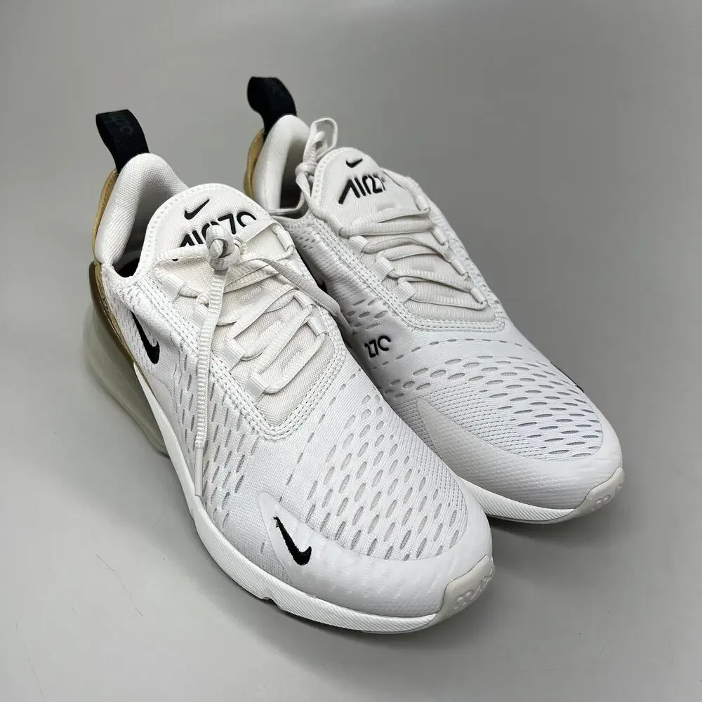 NIKE W Air Max 270 Foam Insole Mesh Sneakers Women's Sz 7 White Gold DZ77736 001 - Picture 1 of 12
